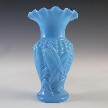Sars-Poteries Victorian Blue Milk Glass 'Corn' Vase