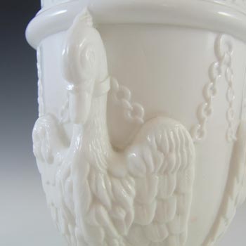 Edward Moore Pair of Victorian White Milk Glass Griffins Vases