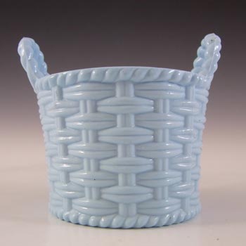 MARKED Sowerby Victorian Blue Milk Glass Basket Bowl #1102