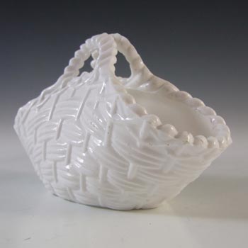 MARKED Sowerby Victorian White Milk Glass Basket Bowl #1157