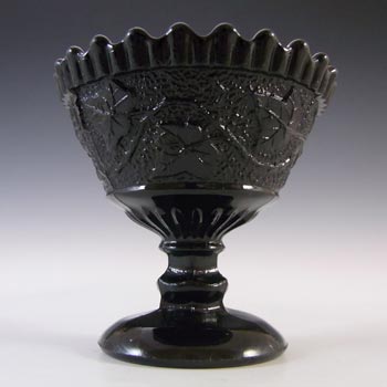 Victorian Antique 1890\'s Black Milk Glass Bowl Leaf Design