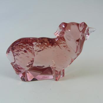Moser Czech Pink Glass Lamb by Jaroslav Stursa - Marked