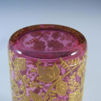 Moser Bohemian Hand Enamelled Pink Glass Juice Tumbler