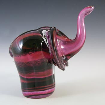 SIGNED Mtarfa Maltese Vintage Pink Glass Elephant Paperweight