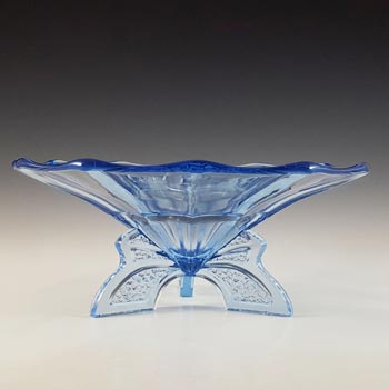 Müller Large Art Deco Blue Glass Vintage Centrepiece Bowl