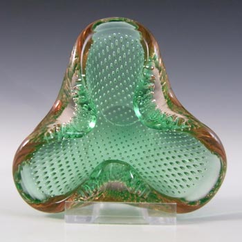 Murano Biomorphic Amber + Green Glass Bullicante Bowl