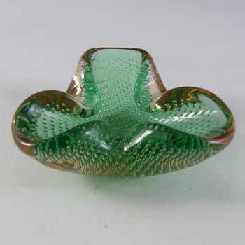 Ferro Italarts Murano Amber & Green Glass Bullicante Bowl