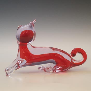 Murano Red & Blue / Lilac Neodymium Sommerso Glass Cat