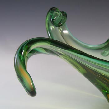 Cristallo Venezia CCC Murano Green & Amber Sommerso Glass Bowl