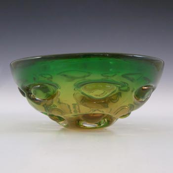 Vetro Artistico Veneziano Murano Green & Amber Glass Bowl