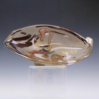 Murano / Venetian Italian Gold Leaf Brown Glass Bowl