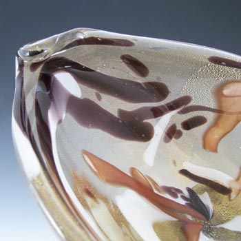 Murano / Venetian Italian Gold Leaf Brown Glass Bowl
