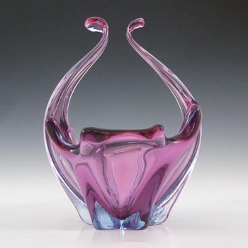 Murano / Venetian Purple & Blue Cased Glass Sculpture Bowl
