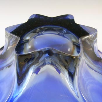 Cristallo Venezia Murano Blue & Amber Sommerso Glass Sculpture Bowl