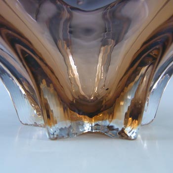 Cristallo Venezia Murano Brown & Amber Sommerso Glass Sculpture Bowl