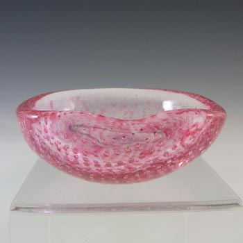 Archimede Seguso Murano Bullicante Speckled Pink Glass Bowl
