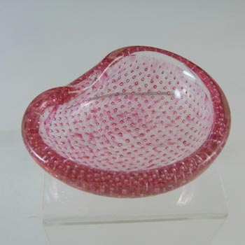 Archimede Seguso Murano Bullicante Speckled Pink Glass Bowl