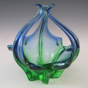Cristallo Venezia CCC Murano Blue & Green Sommerso Glass Bowl