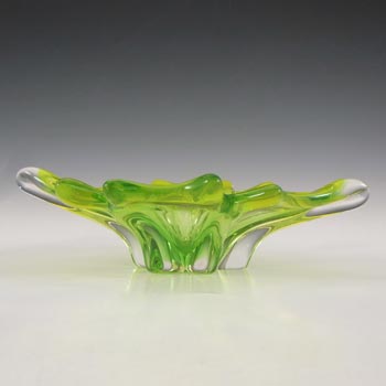 Cristallo Venezia Murano Green & Yellow Sommerso Glass Vintage Bowl