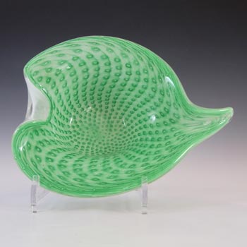 Murano / Venetian Green & White Cased Glass Bubble Bowl
