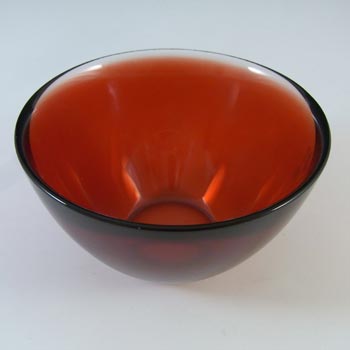 MARKED Orrefors Sven Palmqvist Small Red Glass Fuga Bowl