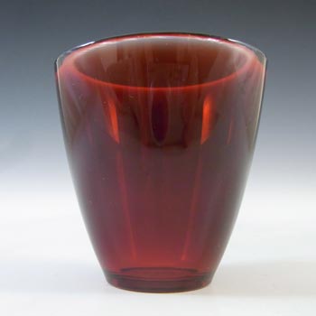 MARKED Orrefors Sven Palmqvist Small Red Glass Fuga Vase