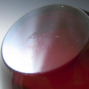 MARKED Orrefors Sven Palmqvist Miniature Red Glass Fuga Bowl