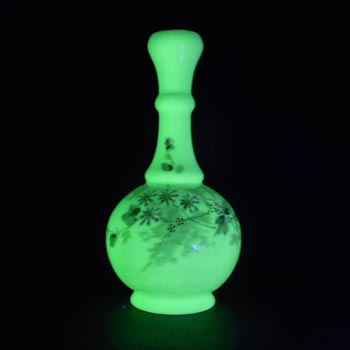 (image for) Victorian Hand Painted / Enamelled Uranium Green Glass Vase
