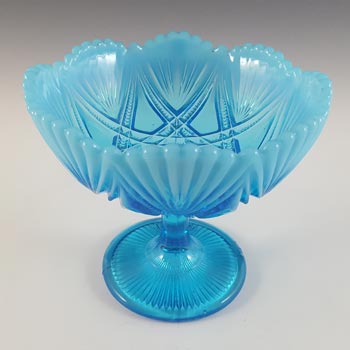Davidson Blue Pearline Glass 'Victoria & Albert' Footed Bowl