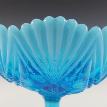 Davidson Blue Pearline Glass 'Victoria & Albert' Footed Bowl