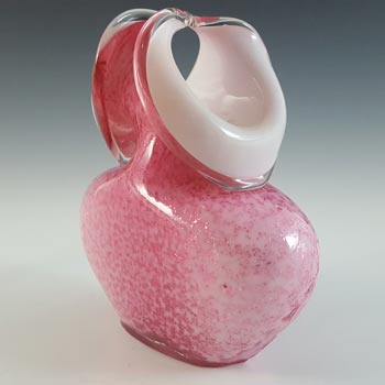 Stevens & Williams Victorian Silver Mica Pink + White Glass Vase