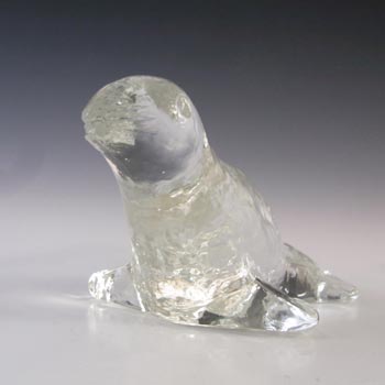 LABELLED Pukeberg Swedish Glass Seal Paperweight Sculpture