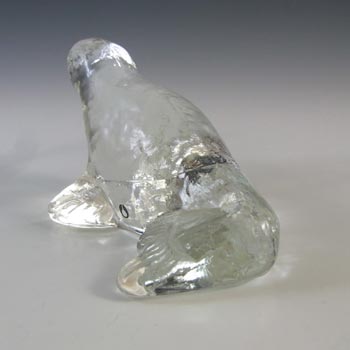 LABELLED Pukeberg Swedish Glass Seal Paperweight Sculpture