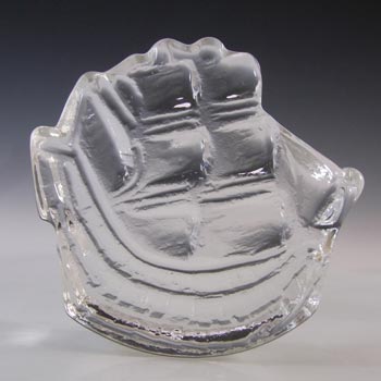 LABELLED Pukeberg Swedish Glass Ship Paperweight Sculpture