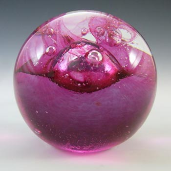 MARKED Caithness Vintage Pink Glass 'Fireball' Paperweight