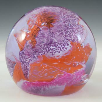 MARKED Caithness Red, Pink & Purple Glass 'Brimstone' Paperweight