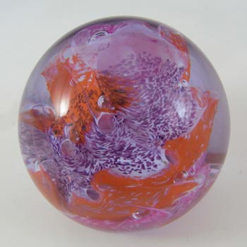 MARKED Caithness Red, Pink & Purple Glass "Brimstone" Paperweight