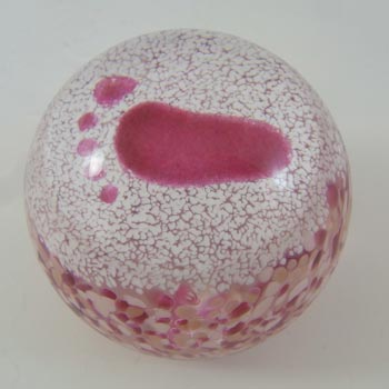 MARKED Caithness Pink Glass Baby Girl "Tiny Toes" Paperweight