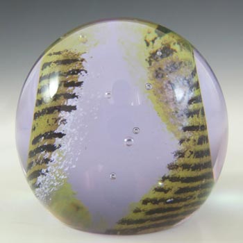 MARKED Caithness Yellow & Black Glass "Spinnaker" Paperweight