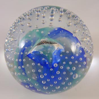 BOXED Caithness Vintage Blue Glass "Reflections '93" Paperweight