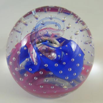 BOXED Caithness Pink & Blue Glass "Reflections '95" Paperweight