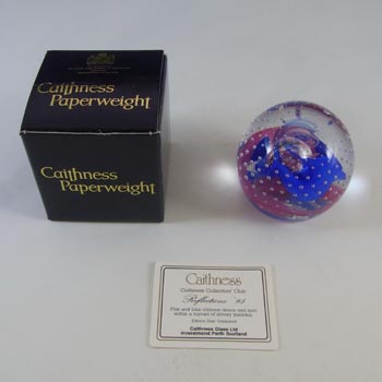 BOXED Caithness Pink & Blue Glass "Reflections '95" Paperweight