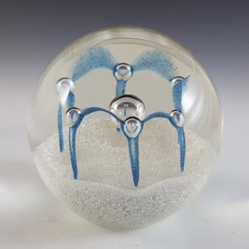 MARKED Caithness Blue & Clear Glass "Maydance" Paperweight