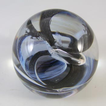 MARKED Caithness Black & White Glass "Streamers" Paperweight