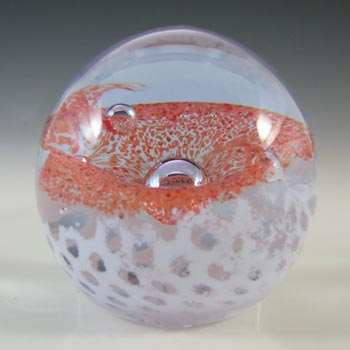 MARKED Caithness Orange & White Glass "Lacemaker" Paperweight