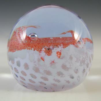 MARKED Caithness Orange & White Glass "Lacemaker" Paperweight