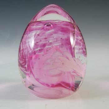 MARKED Caithness Pink Glass \"Blessings\" Egg Paperweight