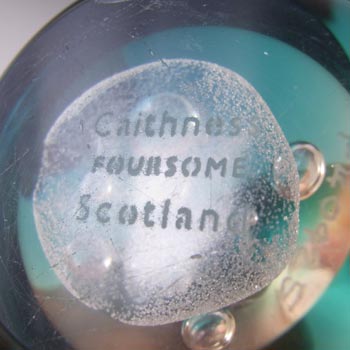 MARKED Caithness Turquoise & Clear Glass "Foursome" Paperweight