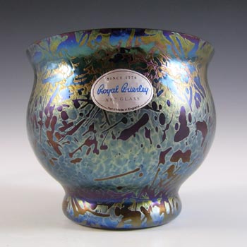 MARKED Royal Brierley Iridescent Black Glass \'Studio\' Vase