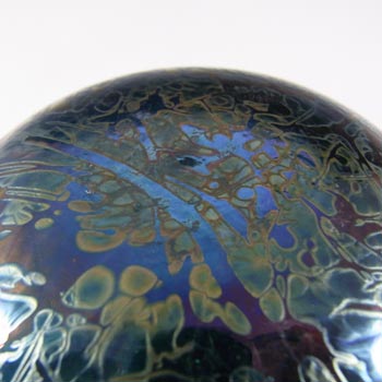 MARKED Royal Brierley Iridescent Blue Glass 'Studio' Vase
